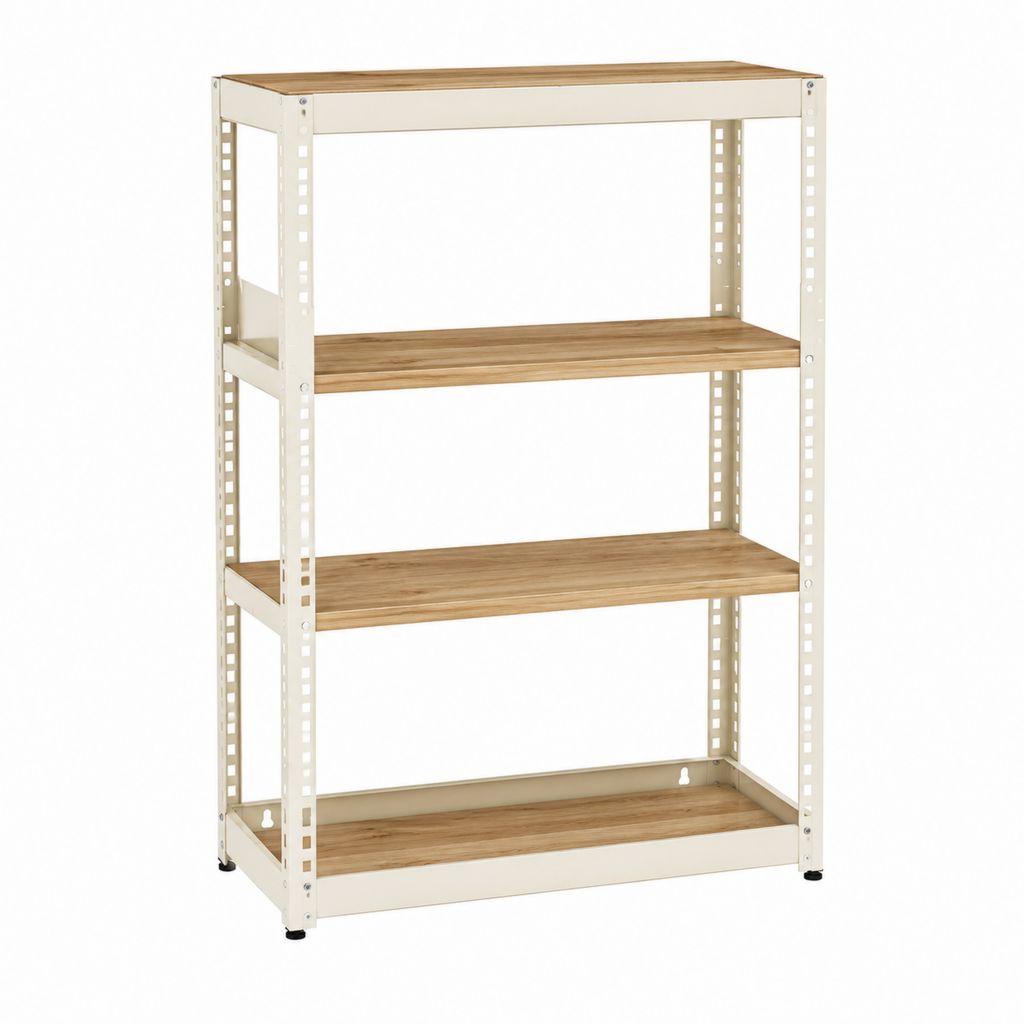 Étagère de rangement de bureau 4 niveaux beige et chêne 60 x 30 x 120 cm