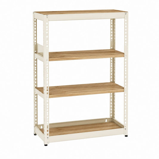 Étagère de rangement de bureau 4 niveaux beige et chêne 60 x 30 x 120 cm