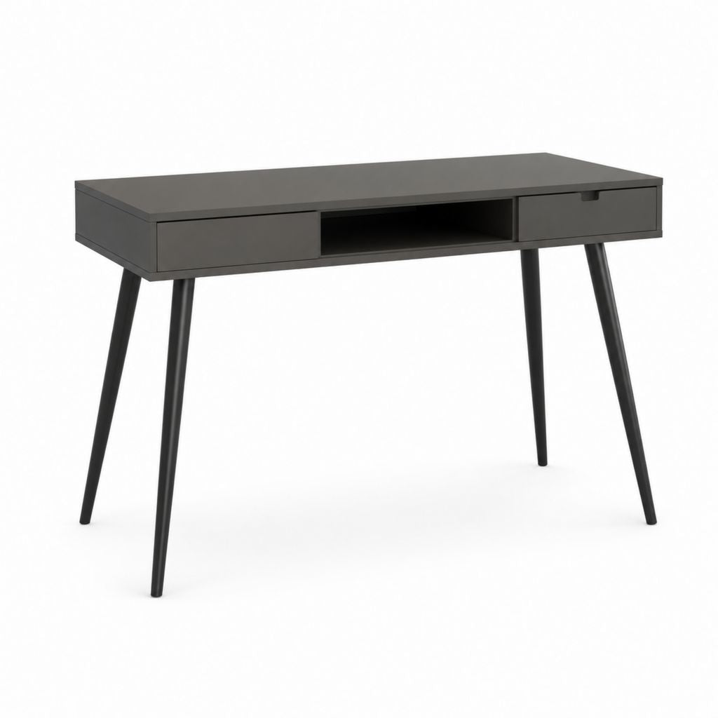 Bureau informatique noir en panneaux MDF rectangulaire avec 2 tiroirs 120 x 60 x 75 cm