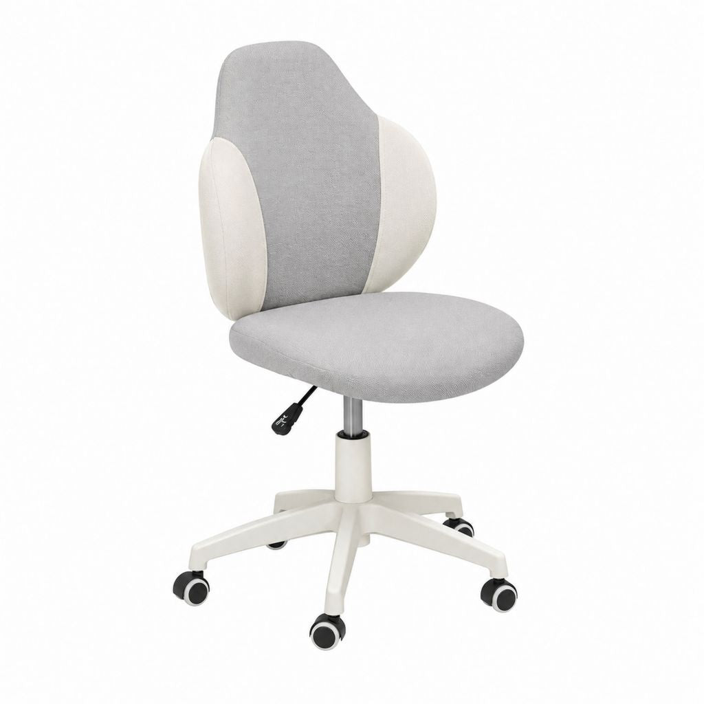 Chaise de bureau pivotante réglable en polyester gris et blanc 55 x 58 x 81-91 cm